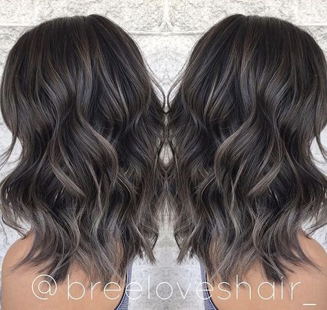 Smokey ash brown balayage Hairstyles For Thick Wavy Hair, Gray Highlights, Ash Brown Balayage, Brown Hair Shades, Ash Brown Hair, Thick Wavy Hair, Kadeřnické Trendy, Balayage Hair Dark, Brown Hair Balayage