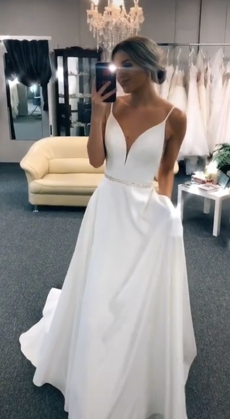 Wedding Dresses Pure White, Satin Wedding Dress With Straps, August Wedding Dress, Wedding Dresses Short Bride, Short Bride, Wild Wedding, Lovely Wedding Dress, Empire Wedding Dress, Aline Wedding Dress