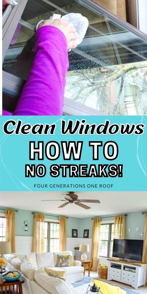 How to clean windows without streaks! I use a simple cleaning solution and a special baby item to get my windows squeaky clean in seconds. #howtocleanwindows #bestwaytocleanwindows Best Window Cleaning Solution, Clean Windows Without Streaks, Window Washing Solution, Homemade Window Cleaner, Cleaning Outside Windows, Window Cleaning Tips, Window Cleaner Homemade, Streak Free Windows, Window Cleaning Solutions