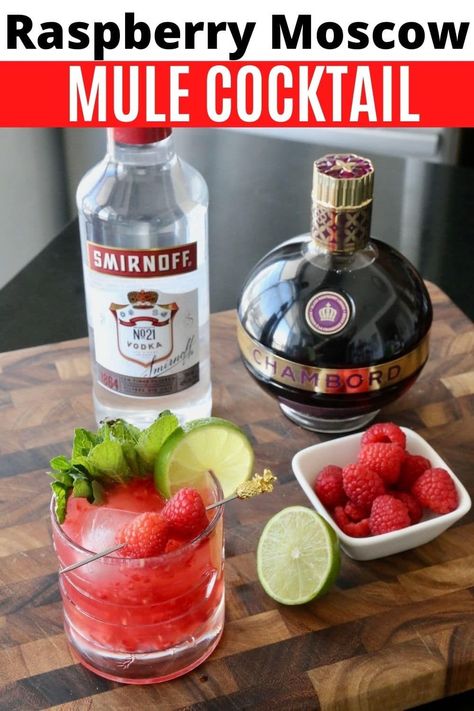 Chambord Recipes, Chambord Cocktails, Chambord Liqueur, Raspberry Drink, Vodka Recipes Drinks, Raspberry Cocktail, Moscow Mule Cocktail, Mule Cocktail, Mule Recipe