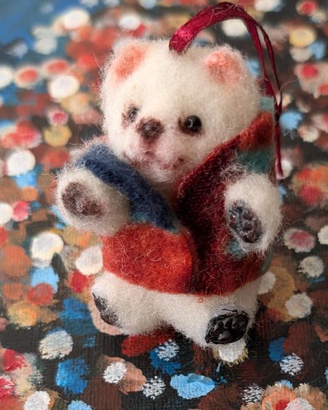 Teddy Bear Holiday Ornament, Handmade, available in a set of 3 or individually. Bear Christmas, Alpaca Fiber, Handmade Teddy, Handmade Teddy Bears, Miniature Gift, Unique Ornament, Holiday Ornament, Holiday Celebration, Holiday Christmas