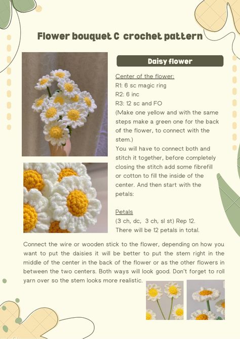 Flower Crochet Pattern Free Diagram, Flower Crochet Pattern Diagram, Crochet Sale Ideas, Crochet Quick Gifts, Crochet Flower Patterns Easy, Crochet Flowers Free Pattern Easy, Flower Bouquet Crochet Pattern, Crochet Flower Bouquet Free Pattern, Crochet Flowers For Beginners