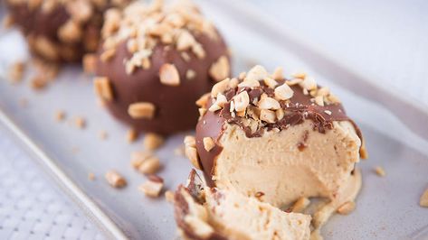 Peanut butter semifreddo recipe | Dessert recipes | SBS Food Semifreddo Recipe, Sbs Food, Best Christmas Recipes, Italian Desserts, Cooking Inspiration, Just Desserts, Gourmet Recipes, Chocolate Milk, Christmas Food