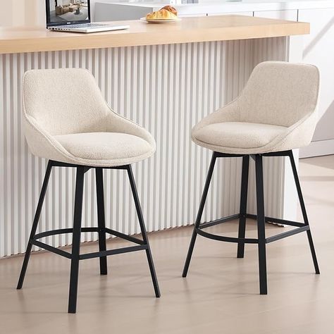 Amazon.com: Zesthouse 26'' Swivel Bar Stools Set of 2, Modern Counter Height Barstools with Backs, Upholstered Linen Fabric Stools for Kitchen Island, Counter Top Stools with Metal Legs, Beige : Home & Kitchen Counter Top Stools, Barstools With Backs, Kitchen Island Counter, Island Counter, Bar Stools Kitchen Island, Modern Counter Stools, Stools For Kitchen Island, Bar Stools With Backs, Counter Height Chairs