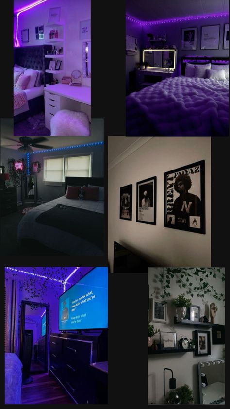 Purple And Black Room Ideas, Purple And Black Bedroom Ideas, Purple And Black Room, Purple And Black Bedroom, Black Room Ideas, Black Bedroom Ideas, Purple Room, Purple Rooms, Black Room