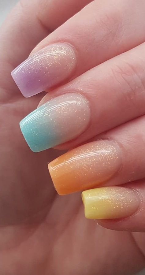 Ombre Nail Design, Coffin Nails Ombre, Unghie Sfumate, Glitter Nails Acrylic, Ombre Nail, Ombre Nail Designs, Nail Design Ideas, Nails 2020, Dip Powder Nails