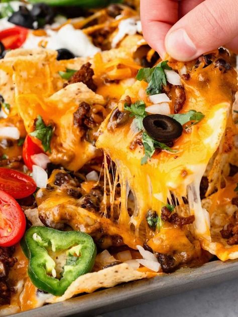 Loaded Nachos Recipe - Quiche My Grits Recipe Quiche, Loaded Nachos Recipe, Cheesy Chips, Loaded Nachos, Nachos Recipe, Cheesecake Factory, Grits, Tex Mex, Tortilla Chips