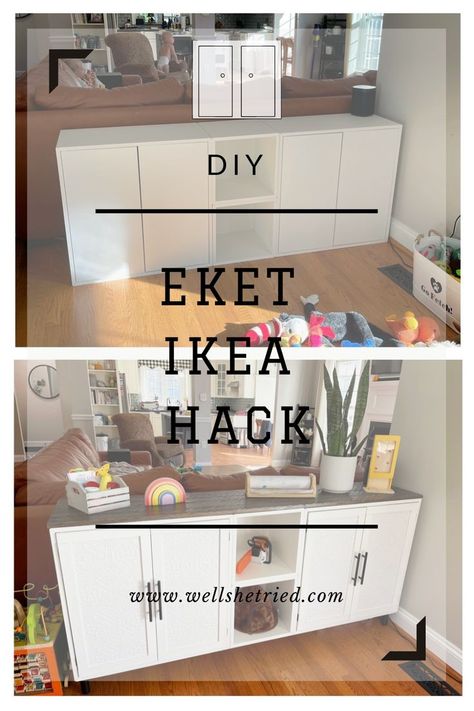 Eket Cubes, Ikea Sideboard Hack, Ikea Eket Hack, Eket Ikea, Eket Cabinet, Ikea Cubes, Ikea Sideboard, Ikea Laundry Room, Diy Sideboard