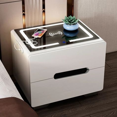 Living Room Smart Bedside Table Bedroom Furniture Storage Nightstands Simple Modern Wireless Rechargeable Hotel Bedside Cabinet _ - AliExpress Mobile Modern Side Table Bedroom, Night Tables Bedroom, Kids Room Bed, Simple Nightstand, Bedside Table Decor, Bedroom Storage Cabinets, Rustic Side Table, Side Table Decor, Modern Bedside Table