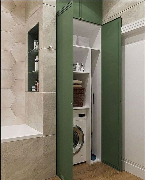 Bathroom And Laundry Room Combo, Laundry Cupboard, Utility Room Designs, Bathroom Construction, Toilet And Bathroom Design, Modern Laundry Rooms, Small Toilet, Bathroom Design Decor, Bathroom Inspiration Decor