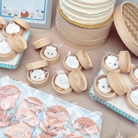 Dumpling Party Favors, Bao Theme Party, Dumpling First Birthday Party, Dumpling Birthday Theme, Bao Baby Shower Theme, Dumpling First Birthday, Dimsum Party, Dumpling Baby Shower Theme, Dumpling Birthday