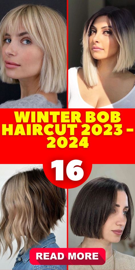 Winter brings with it the perfect opportunity to refresh your style with the winter bob haircut 2023 - 2024. This modern short hairstyle is all about embracing the latest trends in fashion. Whether you have fine hair or a round face, the bob can be customized to enhance your unique features. Its stacked layers and chunky texture give it a contemporary edge that's perfect for women seeking a stylish look. Pair it with an Italian-inspired outfit and a hat for a complete winter transformation. Bob Hairstyles For Fine Hair 2023, Short Hairstyle Women2023, Long Bob Hairstyles For Fine Hair 2023, Winter Bob Hairstyles, Short Haircut Trends 2023 Women, 2023 Layered Bob, Bob 2023 Hair, Short Hair Trends Fall 2023, Short Bob 2023 Trends