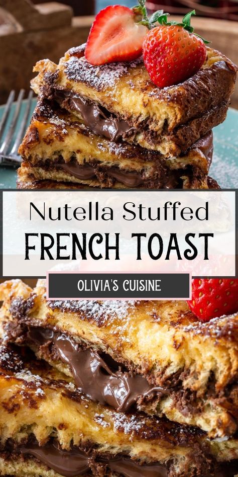 Nutella Breakfast Recipes, Nutella Stuffed French Toast, Nutella Breakfast, Nutella Bread, French Toast Waffles, Nutella French Toast, Brioche French Toast, Special Breakfast, Brioche Bread