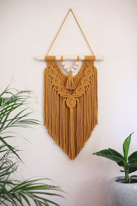 Macrame Wall Hanging Tassels, Macrame For Sale, Yellow Macrame Wall Hanging, Brown Macrame Wall Hanging, Boho Wall Hanging Macrame, Small Wall Macrame, Southwestern Macrame Wall Hanging, Macrame Wall Hanging Colorful, Macrame Driftwood Wall Hanging