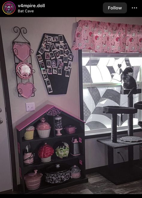 Pink Goth Room, Pastel Goth Room, Pastel Goth Decor, 111k Followers, Gothic Decor Bedroom, Gothic Kitchen, Halloween Kitchen Decor, Goth Home Decor, Dream House Rooms