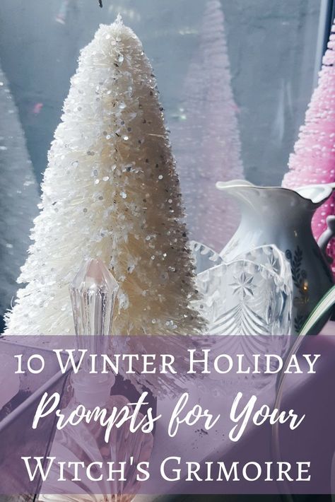 10 Winter Holiday Prompts for Your Witch's Grimoire | The Witch of Lupine Hollow Yule Journal Prompts, Spiritual Worksheets, Bujo Grimoire, Winter Witch Aesthetic, Witches Cupboard, Witch's Grimoire, Witchy Bujo, Witches Grimoire, Pagan Journal