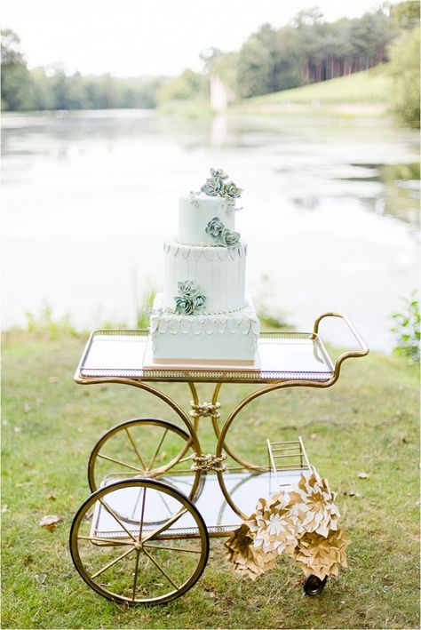 Bar Trolley for Bubbly Grayed Jade, Sophisticated Garden, Bautizo Ideas, Garden Photoshoot, Garden Wedding Ideas, Vintage Cart, Wedding Collage, Cake Tables, Traditional Tea