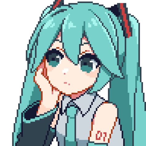 Cute Anime Pixel Art, Hatsune Miku Pixel Art, Pixel Art Eyes, Miku Pixel Art, Bright Colors Art, Anime Socks, Anime Pixel, Miku Hatsune Vocaloid, Pixel Art Background