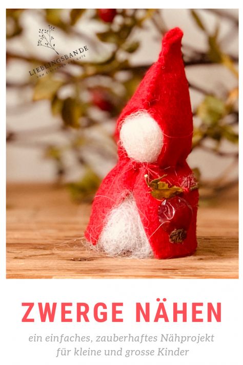 EIN MÄNNLEIN STEHT IM WALDE // FILZ-ZWERG DIY - Lieblingsbande Felt Ornaments Diy, Christmas Mimosa, Thanks Card, Autumn Crafts, Christmas Cocktails Recipes, Small Jars, Woodland Party, Waldorf Dolls, Wooden Dolls