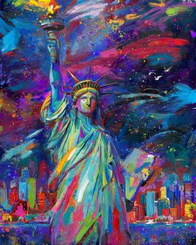 Pop Art Portraits, The Statue Of Liberty, Lady Liberty, Pop Art Painting, New York Art, Large Art, Harley Quinn, Original Oil, Interesting Art