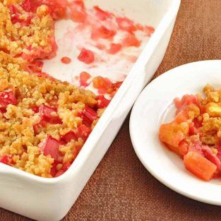 Rhubarb Pineapple Crisp - MyGourmetConnection Rubarb Crisp, Pineapple Crisp, Oatmeal Crisp, Crystallized Ginger, Rhubarb Crisp, Fruit Crisp, Pineapple Recipes, Rhubarb Recipes, Sweet Tart