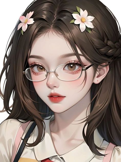 Anime Girlies With Glasses, Confused Anime, Anime Digital Art, Realistic Cartoons, Dance Like This, Digital Portrait Art, Girly Drawings, Illustration Art Girl, Girly Art Illustrations