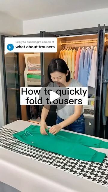 The Folding Hacks on Instagram: "Transform your space with smart storage solutions. Link in bio @thefoldinghacks 🧺🥰!  Hope this way can help your guys🥰#foldingclothes #fold #trousers #unitedstates #organize" Folding Trousers, Fold Trousers, Folding Tips, How To Fold Pants, Folding Hacks, Packing Folding, Folding Clothes, Smart Storage, Storage Hacks