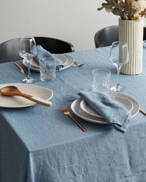 Love this AERE Home item from THE ICONIC Blue Linen Tablecloth, Buy Linen, Kitchen Linens, Linen Napkins, Kitchen Stuff, Beautiful Table, Linen Tablecloth, Pure Linen, Blue Stone