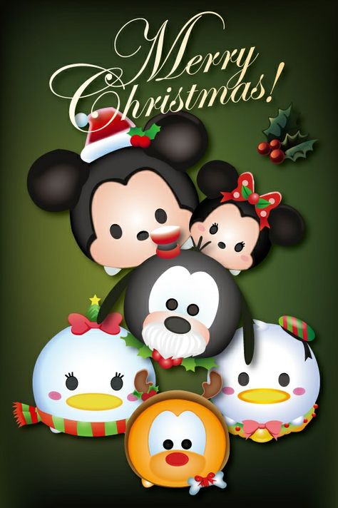 Tsum Tsum Wallpaper, Tsum Tsum Christmas, Hello Kitty Backgrounds, Disney Tsum Tsum, Mickey And Minnie Mouse, Pinturas Disney, Disney Holiday, Samsung Wallpaper, Mickey Mouse And Friends