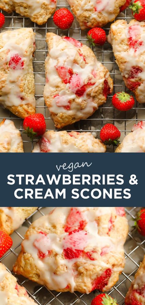 Strawberries And Cream Scones, Gluten Free Strawberry Shortcake, Strawberry Scones, Vegan Scones, Healty Dinner, Recipe Strawberry, Cream Scones, Healthy Strawberry, Healthy Baking Recipes