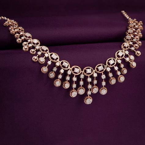 A sparkling explosion of diamonds SKU #DM028NCKDN11881T #diamond #diamondjewellery #necklaceset #diamondnecklaces #rosegoldnecklace #exclusivenecklace #bridalnecklaces #beautifuldesign #diamondset #luxurydesign #weddingcollection #exquisitejewellery #royaljewellery #preciousdesigns #traditonalwear #weddingcollection #festivecollections #diamondmelanecklace #jewelleryaddict #highjewellery #diamondmelacollection #readytoship #morethan30000products #igicertified Modern Diamond Jewelry, Beautiful Diamond Necklace, Fancy Diamond Ring, Diamond Bracelet Design, Diamond Necklace Designs, Videos Cooking, Trendy Fashion Jewelry, Diamonds Ring, Bracelet Design