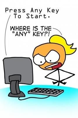 Blond Computer Joke: Computer to Blond: PROGRAM SUCCESSFULLY INSTALLED. PRESS ANY KEY. Blond: Where is the ANY key???   and another just for good measure....   Two blondes Computer Jokes, Technology Humor, Blonde Jokes, Computer Humor, Blonde Moments, Tech Humor, Office Humor, Golf Humor, A Cartoon