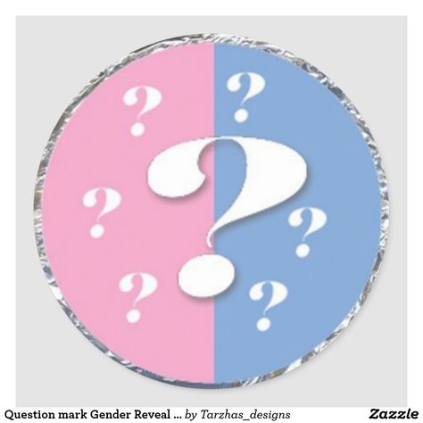 Question mark Gender Reveal Sticker Round Question Mark Gender Reveal, Gender Reveal Stickers, Tanda Tanya, Baby Boy Invitations, Chalkboard Baby, Gender Reveal Games, Idee Babyshower, Pop Baby Showers, Team Pink