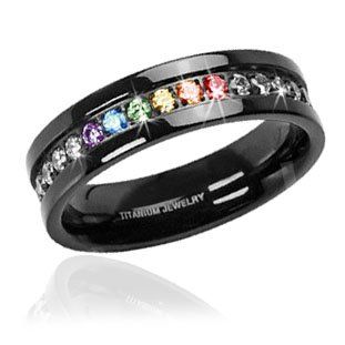 Inexpensive Gay Pride Wedding Rings (Or Engagement Rings for Gay Couples) Batman Wedding Rings, Pride Jewelry, Rainbow Ring, Pride Jewellery, Rainbow Wedding, Black Wedding Rings, Titanium Wedding Rings, Rainbow Rings, Custom Wedding Rings