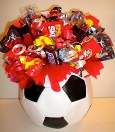 Soccer Crafts on Pinterest Football Centerpiece, Athletic Banquet, Football Centerpieces, Football Athlete, Soccer Crafts, Soccer Banquet, Nfl Party, Sports Table, Football Banquet