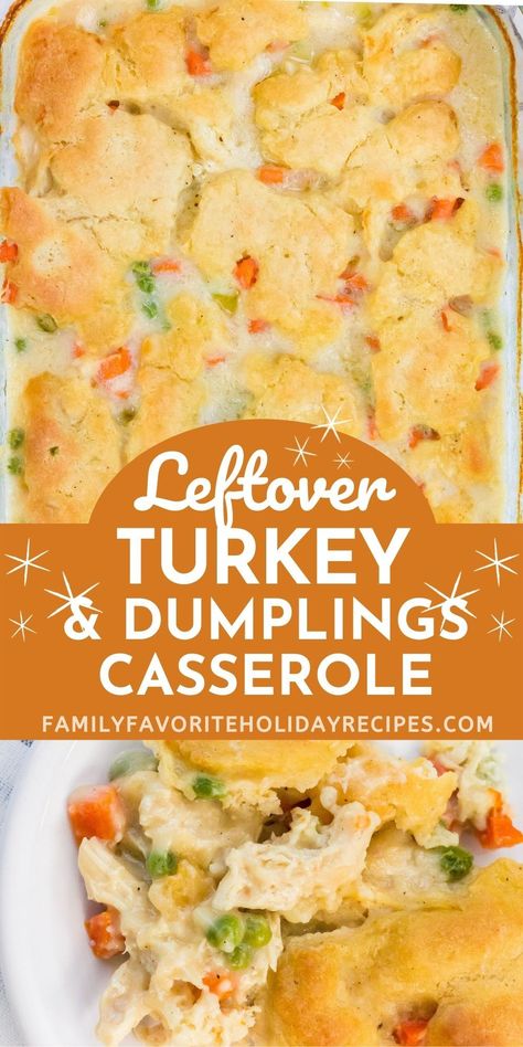 Leftover Chicken And Dumplings Recipes, Turkey Bisquick Casserole, How To Use Turkey Leftovers, Scalloped Turkey Casserole Recipes, Crockpot Turkey Recipes Leftovers, Leftover Roast Turkey Recipes, Turkey Main Dishes, Turkey And Biscuits Recipe, Diced Turkey Recipes