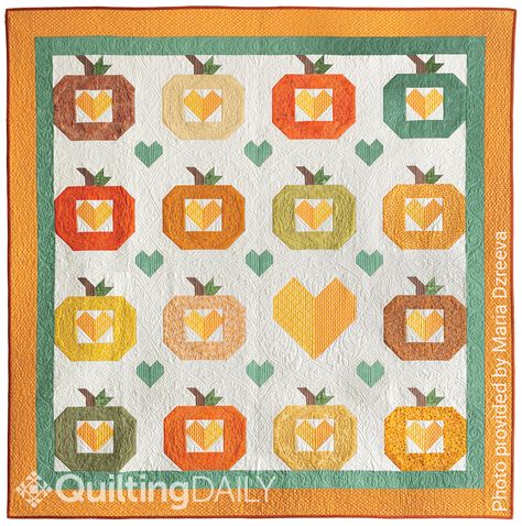 Pumpkin Quilts, Pumpkin Patterns Free, Autumn Quilt, Autumn Quilts, Fall Quilt Patterns, Monogram Quilt, Halloween Quilt, Quilt Pattern Download, Table Quilts