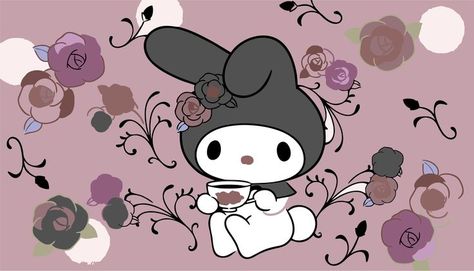 My Melody Goth Wallpaper Goth My Melody, Goth Wallpaper, My Melody, Hello Kitty, Kitty, Fictional Characters, Art