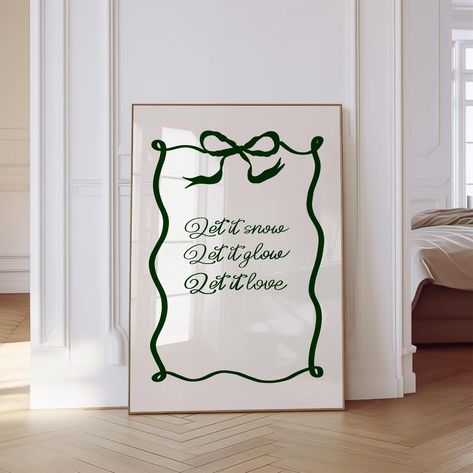 Trendy Christmas Print Winter Poster Minimalist Green Quote Let It Snow Christmas Wall Art Cute Coquette Decor Digital Download Girly Wall Art Bedrooms, Coquette Decor, Winter Poster, Green Quotes, Cute Coquette, Art Deco Poster, Girly Wall Art, Nursery Poster, Snow Christmas