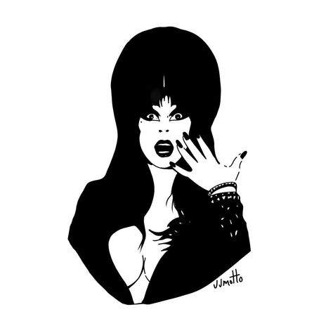 Elvira Stencil, Elvira Drawing, Cher Tattoo, Gummy Nails, Elvira Tattoo, Goth Drawings, Elvira Mistress Of The Dark, Selena Quintanilla Perez, Pumpkin Stencil