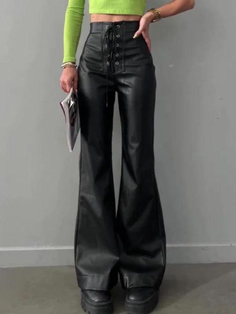 2023 Buy High Rise Tie Front Flared Leather Pants under US$38 in Pants Online Store. Free Shipping with US$69+. Check reviews and buy it today. Style: Casual/Street/Punk/Vintage/Hip Pop Fabric Content: Polyester Fit Type: Loose Fit Use code pin23 for an extra 23% off! #newyear #newyearseve #christmas #fall #fallfashion #winter #streetstyle #outfits #ootd #trendyoutfits #fashionista #casualoutfits #flared Flared Leather Pants, Leather Pants Black, Street Punk, Clothes Hacks, Old Western, Outfit Styles, Leather Pants Women, Punk Vintage, Concert Fits