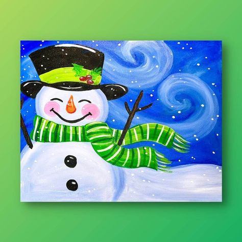 Watercolor Snowmen, Canvas Christmas Painting Ideas, Mixing Primary Colors, Snow Weather, Christmas Paintings On Canvas, Adult Coloring Designs, Watercolor Paintings For Beginners, Christmas Card Art, Christmas Painting