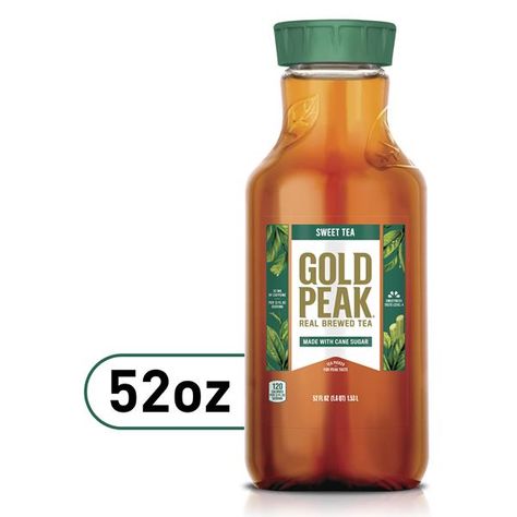 Gold Peak Sweet Tea Gold Peak is real brewed tea made from tea leaves picked for peak taste - enjoy Gold Peak Sweet Tea made with real cane sugar. Perfect for the whole family, these convenient bottles let you take real brewed tea wherever you go. Whether it’s a picnic in the park, watching the game, or a backyard barbeque, get that delicious fresh brewed flavor with every sip of Gold Peak Sweet Tea. Gold Peak uses cane sugar and pure filtered water for a difference you can taste. Gold Peak has a variety of real brewed flavors that pair marvelously with any occasion, from unplanned get-togethers, to holiday traditions. And the fresh flavor makes any meal feel like home cooking, whether it’s lunch on-the-go or family takeout night, Gold Peak’s real taste will match those real moments. There Gold Peak Sweet Tea, Black Iced Tea, Zero Calorie Drinks, Iced Tea Drinks, Caffeine In Tea, Diet Tea, Raspberry Tea, Tea Varieties, Fuji Apple