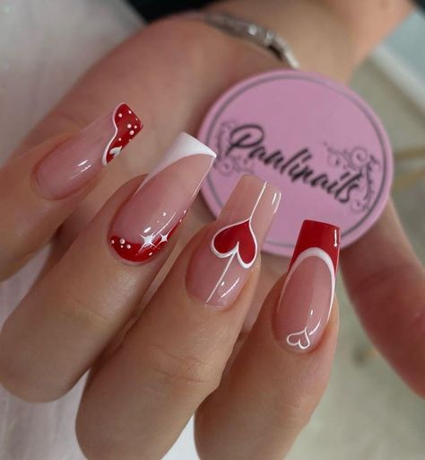 Nails Yellow, Valentine Nail Art, February Nails, Valentine Nails, Fancy Nails Designs, Nail Designs Valentines, Her Nails, Work Nails, Pink Acrylic Nails