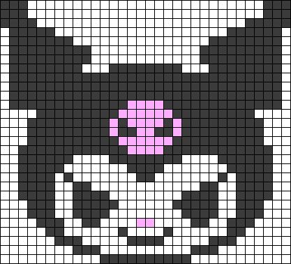 Kuromi Grid Art, Pixel Art Pattern Kuromi, Kuromi Crochet Grid, Kuromi Grid Pattern, Perler Bead Patterns Kuromi, Kuromi Bead Pattern, Kuromi Kandi Pattern, 29x29 Pixel Art, Kuromi Pixel Art Grid