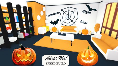 My Halloween Style Room in Adopt Me Roblox Speedbuild #halloween #halloweenadoptme #halloweenroom #adoptmebuilds Adopt Me Halloween House Ideas, Halloween House Ideas, Adopt Me Halloween, Futuristic House, Roblox Aesthetic, Scary Houses, Adopt Idea, Decal Codes, Diy Tray