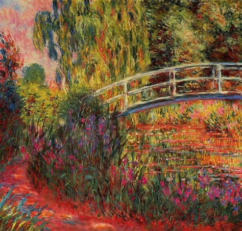 Claude Monet Water Lily Pond Water Irises #Arte @eugelarre Artist Monet, Japanese Bridge, Claude Monet Paintings, Claude Monet Art, Water Lily Pond, Monet Water Lilies, Plein Air Landscape, Monet Art, Monet Paintings