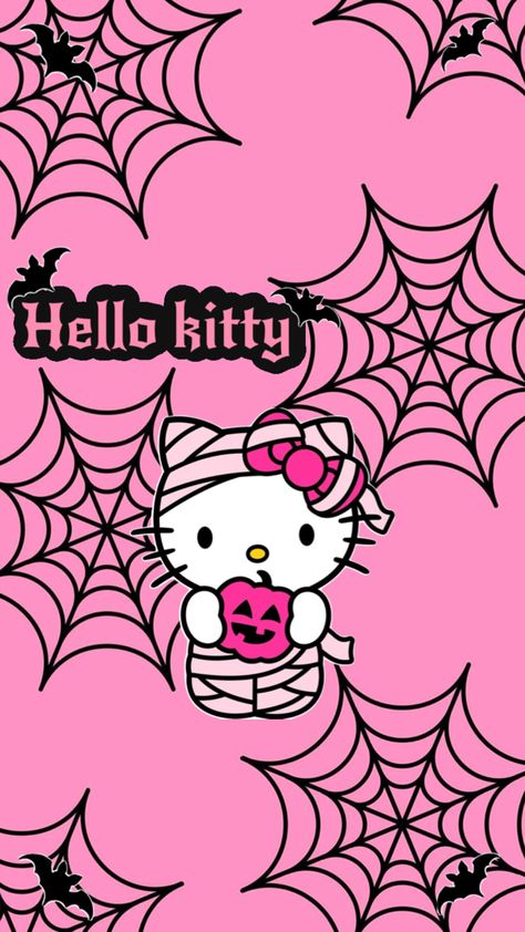 Background picture #hellokitty #sanrio #autumn #halloween #wallpaper #picture #cute #pink Autumn Halloween Wallpaper, Sanrio Autumn, Hello Kitty Halloween Wallpaper, Pink Wallpaper Hello Kitty, Halloween Wallpaper Iphone Backgrounds, Bling Wallpaper, Hello Kitty Halloween, Hello Kitty Art, Halloween Wallpaper Iphone