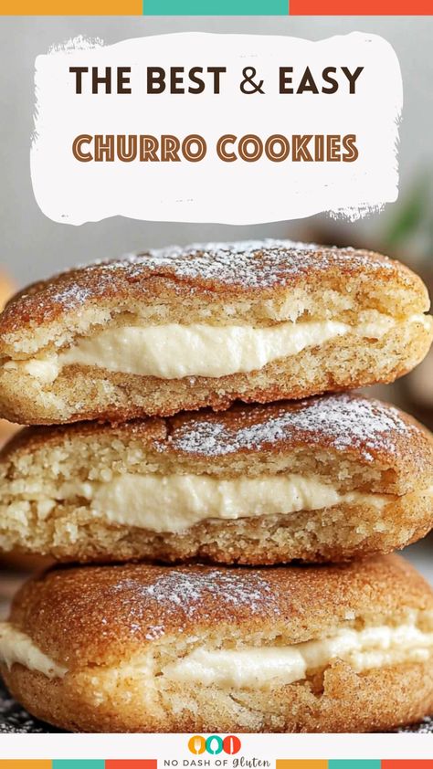 Cinnamon Sugar Cheesecake Cookies, Sopapilla Cheesecake Cookies, Cream Cheese Churro Cookies, Dessert With Mexican Food, Cheesecake Stuffed Churro Cookies, Mexican Pastries Recipes, Churros Cookies Recipe, Churro Cheesecake Cookies Recipe, Brunch Dessert Ideas Easy