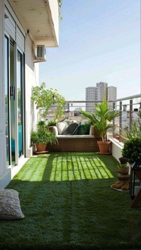 Turf Balcony, Small Patio Design, Balcony Gardening, Apartment Balcony Ideas, Small Balcony Garden, Terrace Decor, Small Balcony Design, Bedroom Interior Design Luxury, Bedroom Decor Inspiration